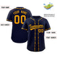 Custom Navy Yellow Thorns Ribbed Classic Style Authentic Baseball Jersey Limited