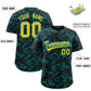Custom Black Aqua Playboy Graffiti Pattern Authentic Baseball Jersey Limited