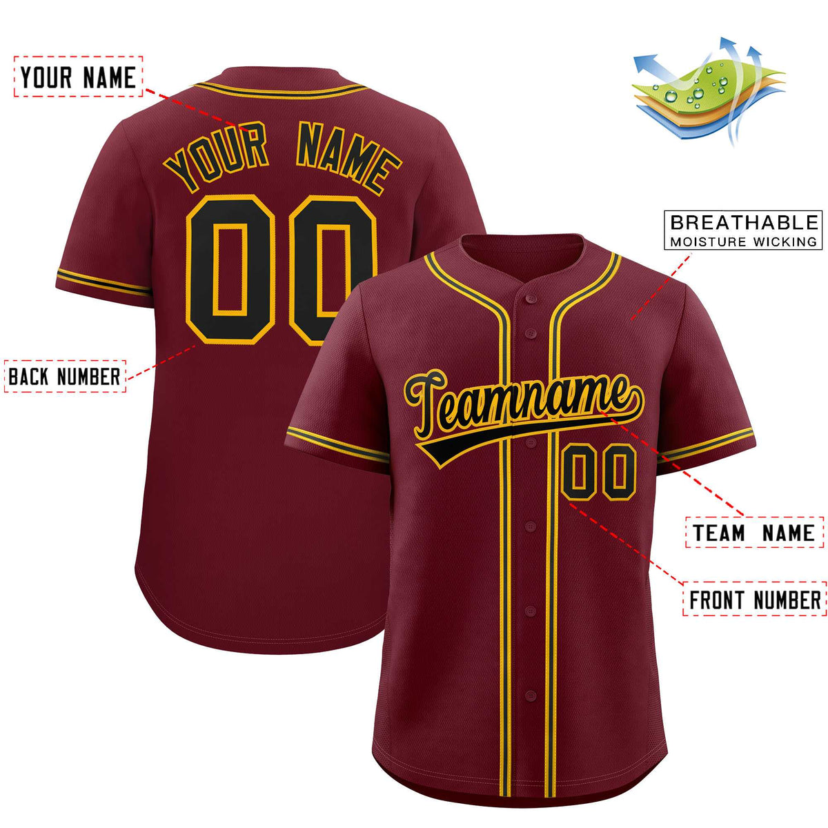 Custom Maroon Classic Style Authentic Baseball Jersey Limited