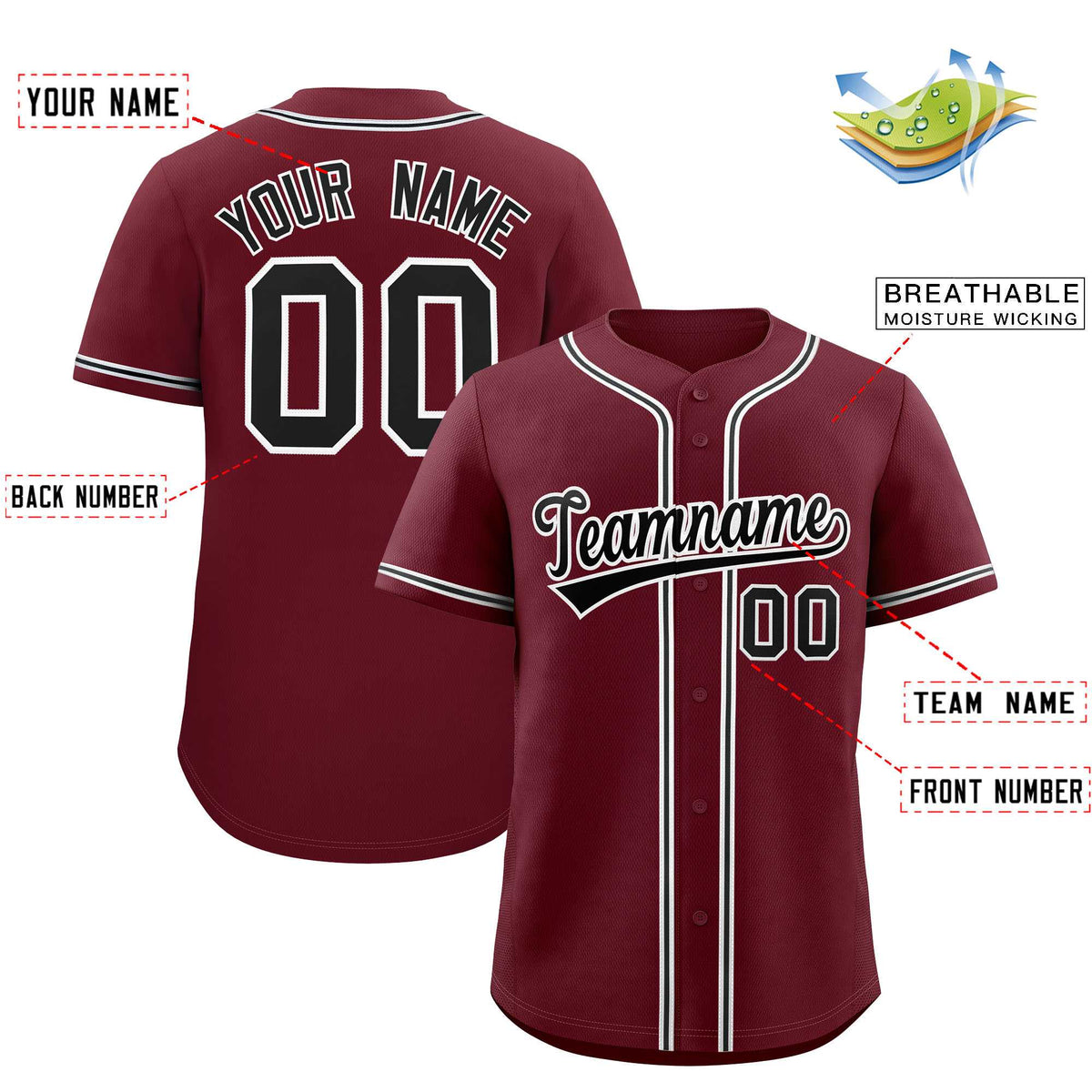 Custom Maroon Classic Style Authentic Baseball Jersey Limited