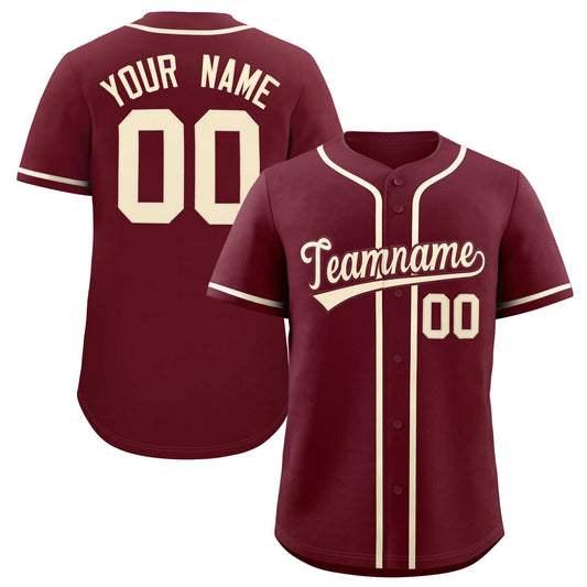 Custom Maroon Classic Style Authentic Baseball Jersey