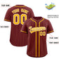 Custom Maroon Yellow Stripe Fashion Authentic Baseball Jersey Limited