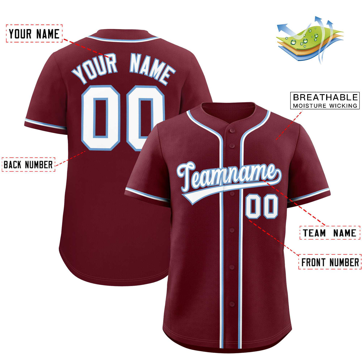 Custom Maroon Classic Style Authentic Baseball Jersey Limited