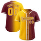Custom Yellow Maroon Two Tone Gradient Fashion Authentic Baseball Jersey