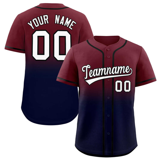 Custom Maroon Navy Gradient Fashion Authentic Baseball Jersey
