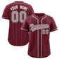 Custom Maroon Gray Stripe Fashion Authentic Baseball Jersey