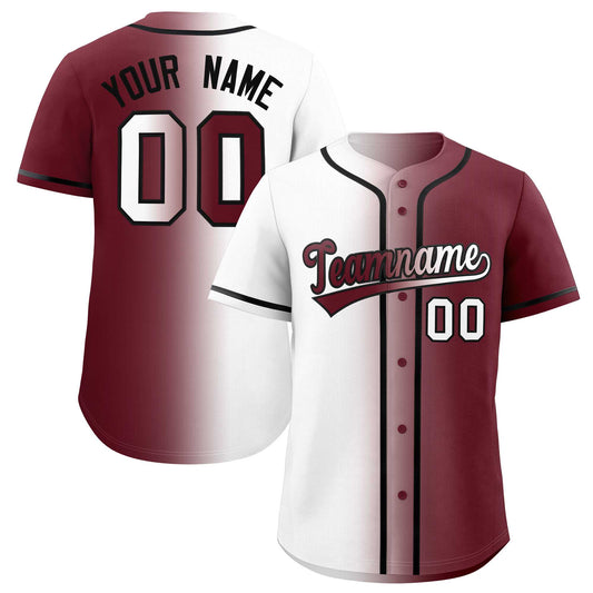 Custom White Maroon Two Tone Gradient Fashion Authentic Baseball Jersey