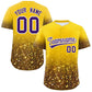 Custom Gold Purple Sparkle-Effect Pattern Gradient Fashion Authentic Baseball Jersey