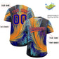 Custom Orange Royal Fluid Feather Graffiti Pattern Authentic Baseball Jersey Limited
