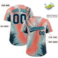 Custom Navy Aqua Fluid Feather Graffiti Pattern Authentic Baseball Jersey Limited