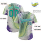 Custom Bright Green White Fluid Feather Graffiti Pattern Authentic Baseball Jersey Limited