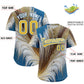 Custom Old Gold White Fluid Feather Graffiti Pattern Authentic Baseball Jersey Limited