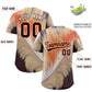 Custom Brown Orange Fluid Feather Graffiti Pattern Authentic Baseball Jersey Limited