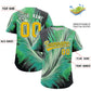 Custom Yellow Green Fluid Feather Graffiti Pattern Authentic Baseball Jersey Limited