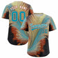 Custom Aqua White Fluid Feather Graffiti Pattern Authentic Baseball Jersey
