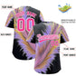 Custom Pink White Fluid Feather Graffiti Pattern Authentic Baseball Jersey Limited