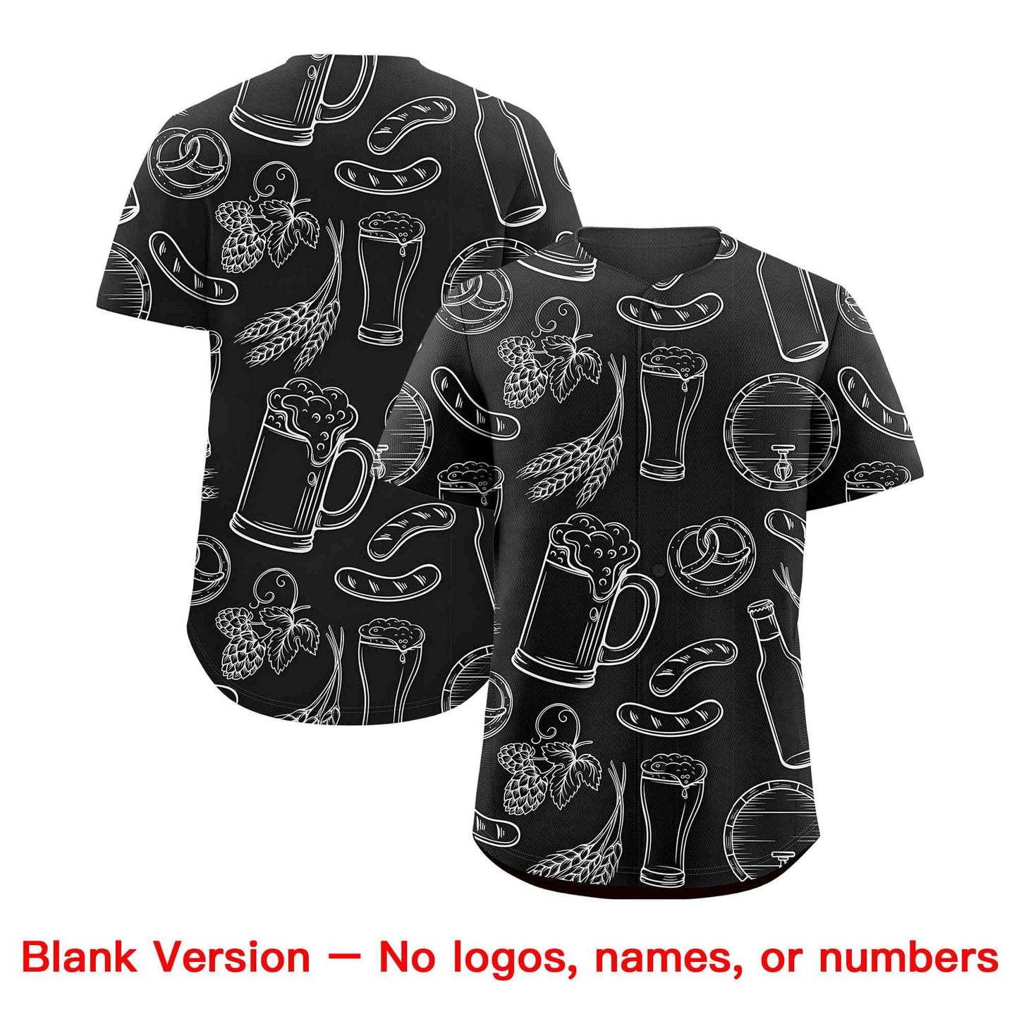 Custom Black White National Beer Day Personalized Beer Pattern Baseball Jersey Limited
