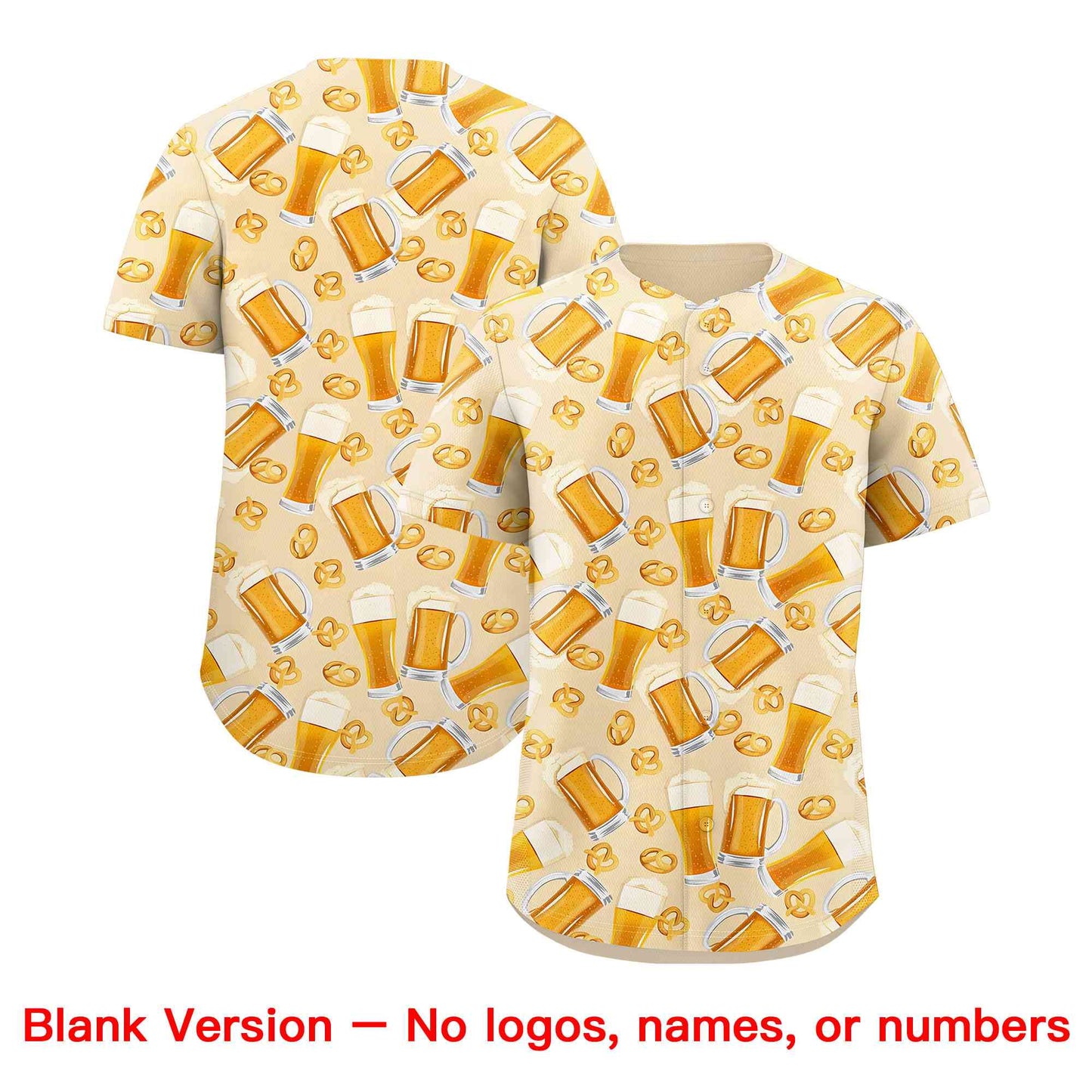 Custom Cream Orange National Beer Day Personalized Beer Pattern Baseball Jersey Limited