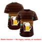 Custom Brown Light Brown National Beer Day Personalized Beer Pattern Baseball Jersey Limited