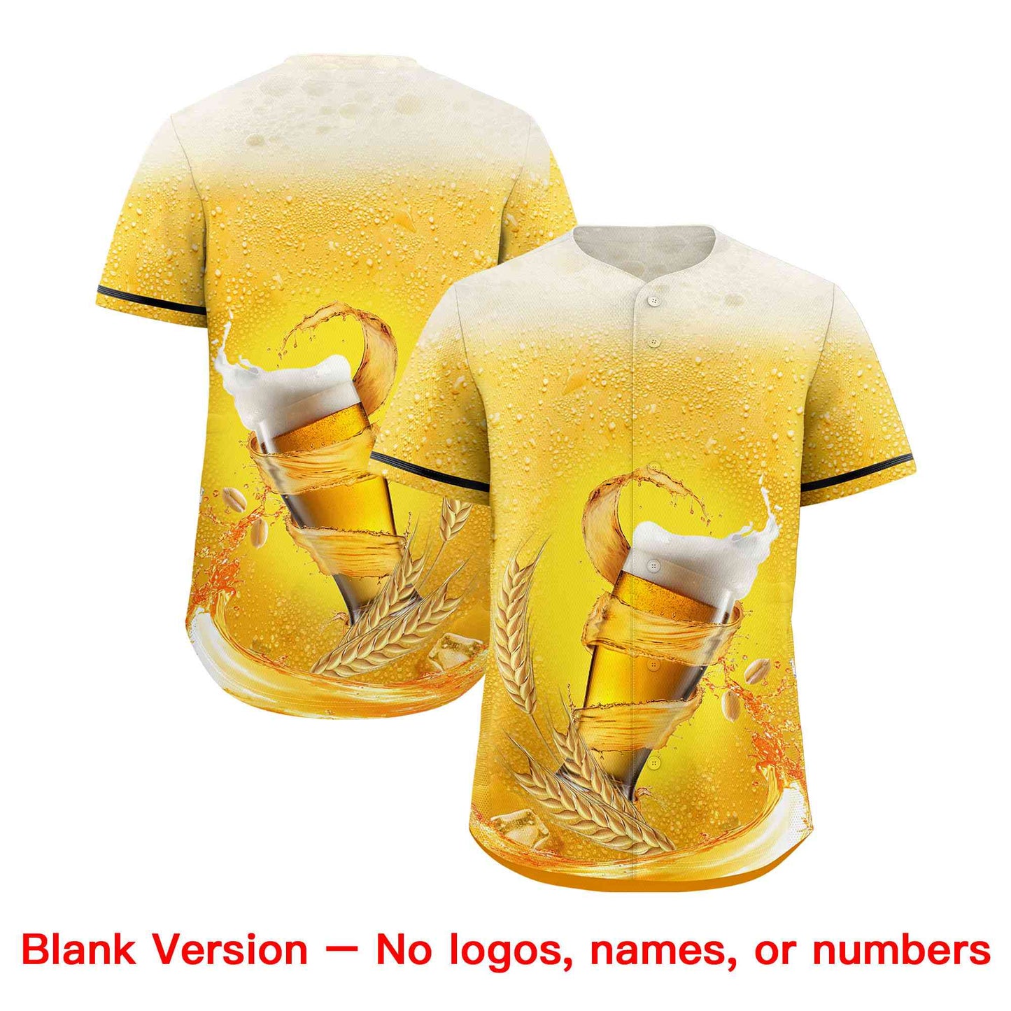 Custom Gold Black National Beer Day Personalized Beer Pattern Baseball Jersey Limited