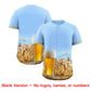 Custom Light Blue Gold National Beer Day Personalized Beer Pattern Baseball Jersey Limited
