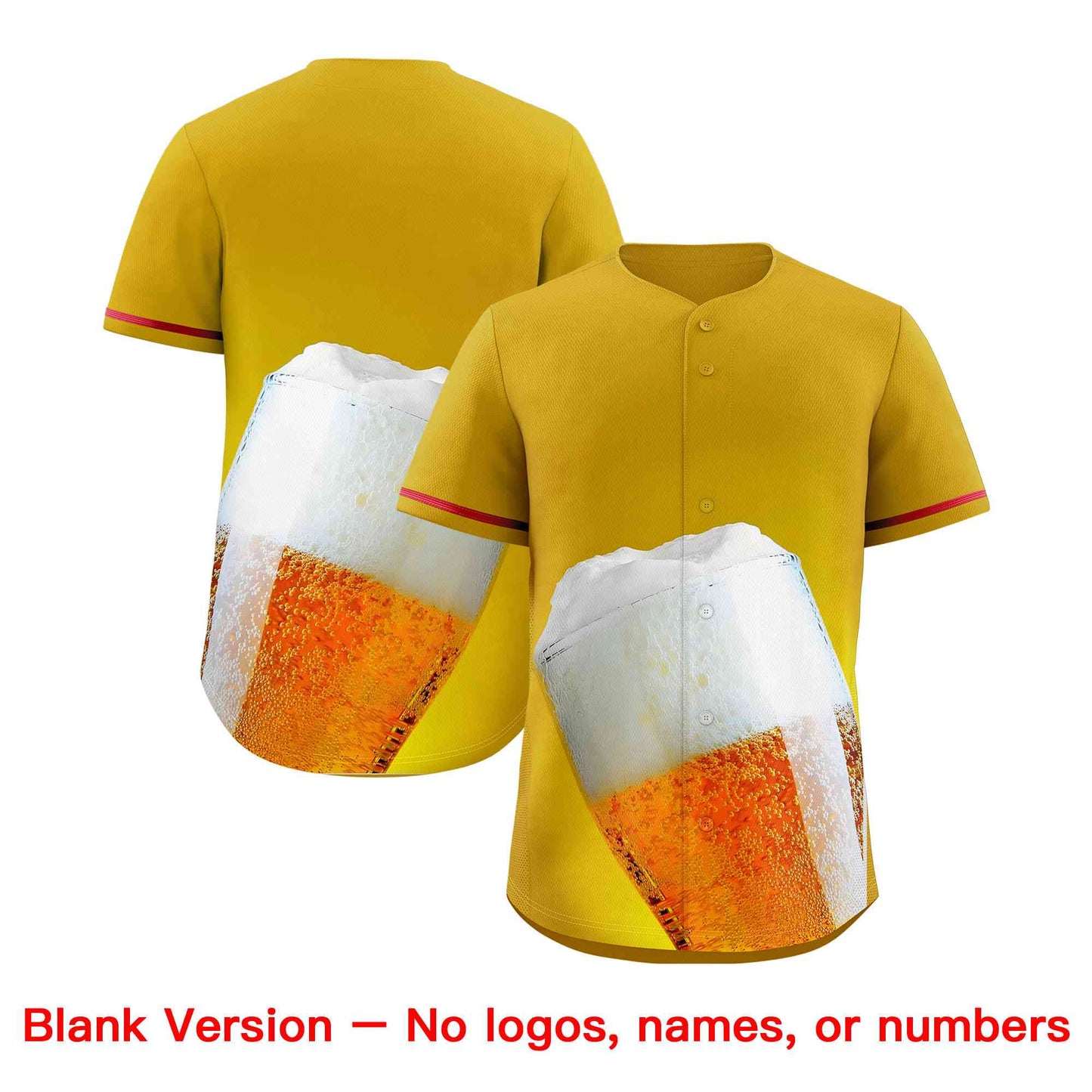 Custom Old Gold Red National Beer Day Personalized Beer Pattern Baseball Jersey Limited