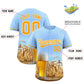 Custom Light Blue Gold National Beer Day Personalized Beer Pattern Baseball Jersey Limited
