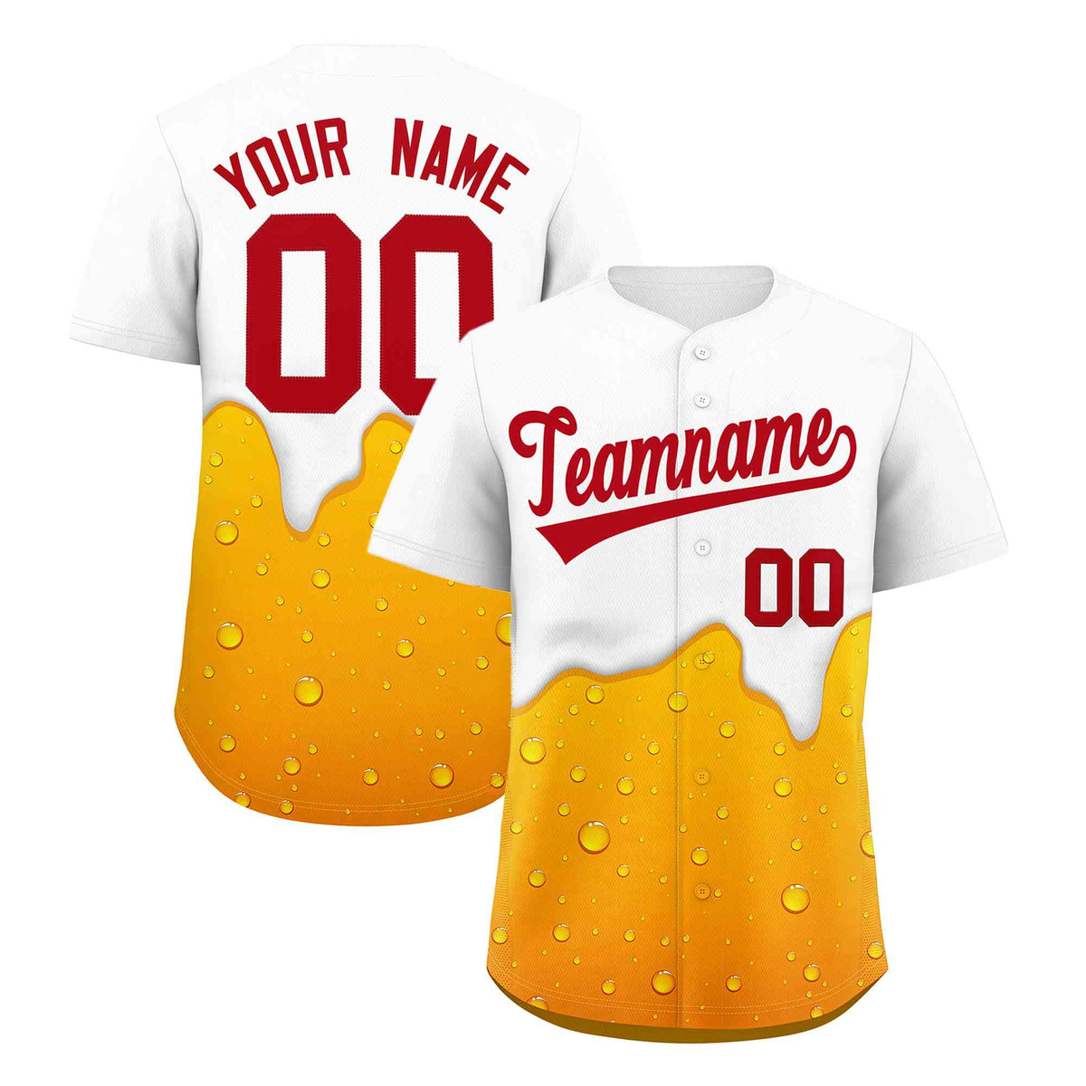 Custom Orange White National Beer Day Personalized Beer Pattern Baseball Jersey