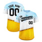 Custom Gold Light Blue National Beer Day Personalized Beer Pattern Baseball Jersey
