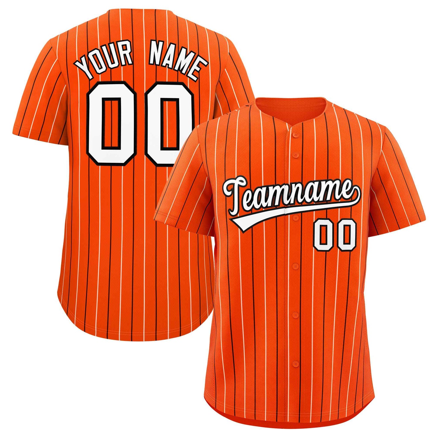 Custom Orange White and Black Bi-Color Stripes Fashion Authentic Baseball Jersey