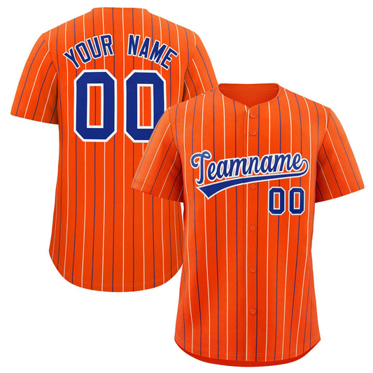 Custom Orange Royal and White Bi-Color Stripes Fashion Authentic Baseball Jersey