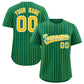 Custom Kelly Green Gold and White Bi-Color Stripes Fashion Authentic Baseball Jersey