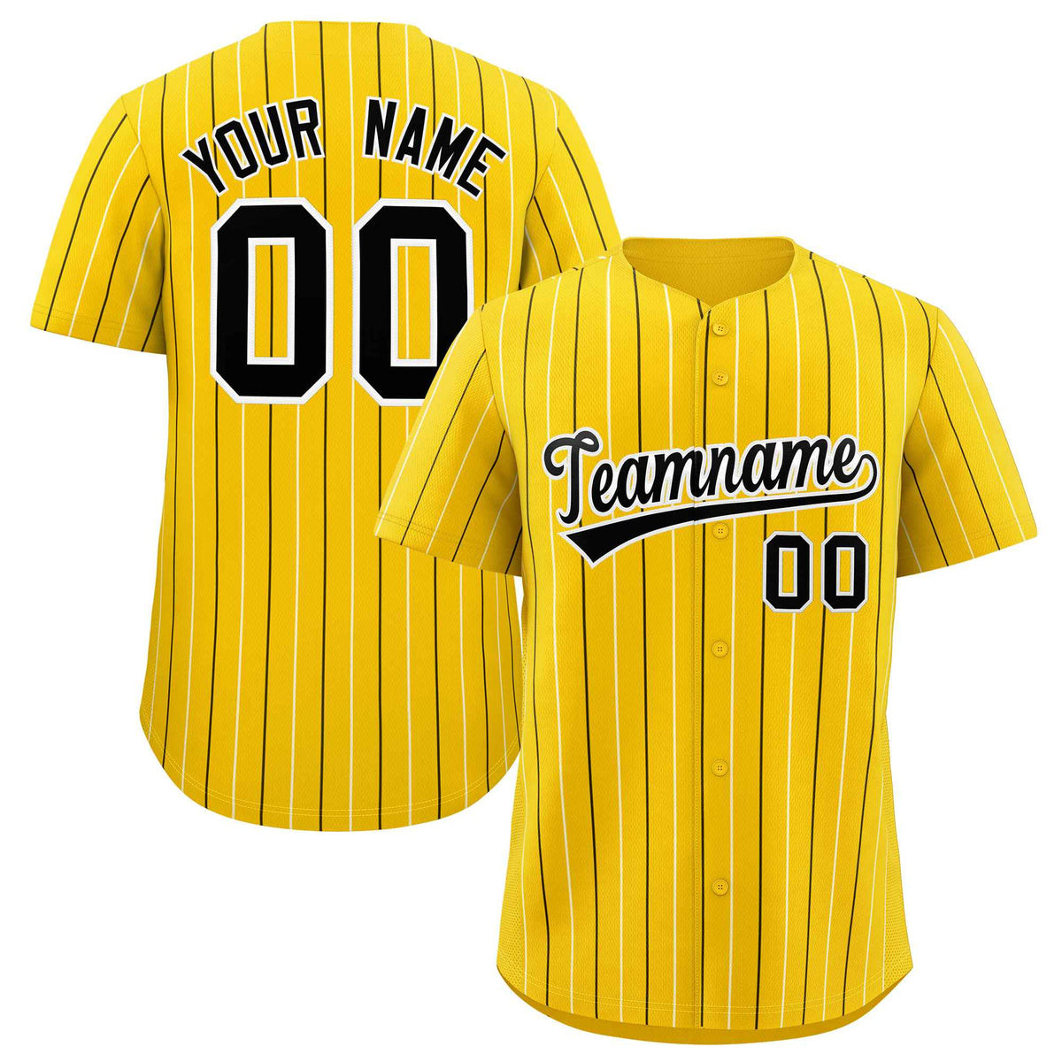 Custom Gold Black and White Bi-Color Stripes Fashion Authentic Baseball Jersey