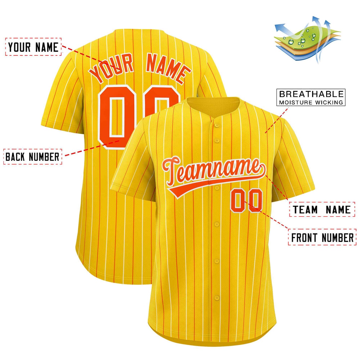 Custom Gold Orange and White Bi-Color Stripes Fashion Authentic Baseball Jersey Limited