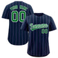 Custom Navy Kelly Green and White Bi-Color Stripes Fashion Authentic Baseball Jersey