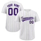 Custom White Purple and Gray Bi-Color Stripes Fashion Authentic Baseball Jersey