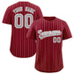 Custom Crimson Gray and White Bi-Color Stripes Fashion Authentic Baseball Jersey