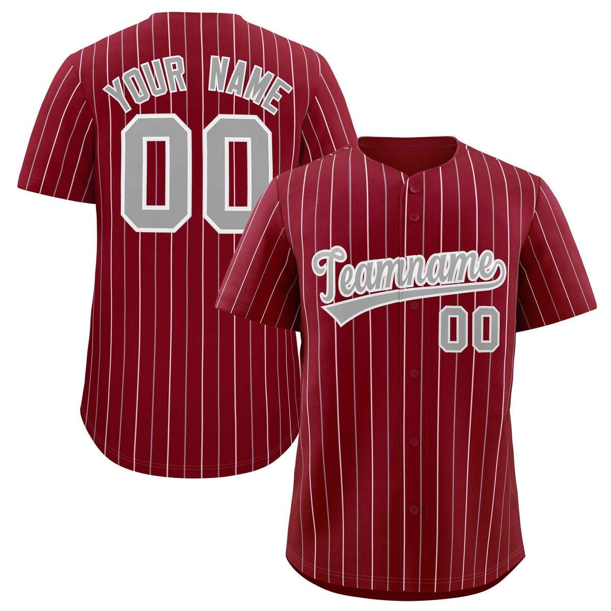 Custom Crimson Gray and White Bi-Color Stripes Fashion Authentic Baseball Jersey
