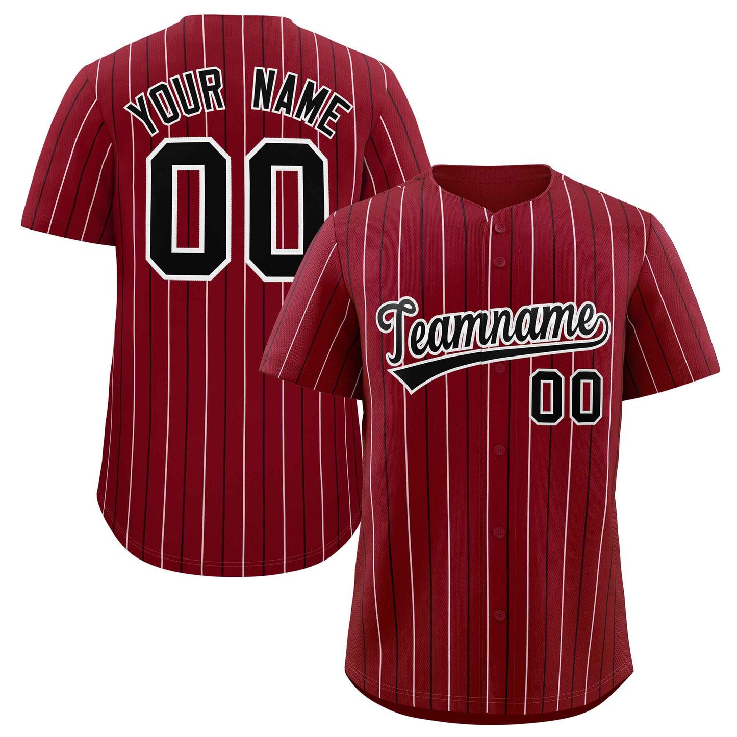 Custom Crimson Black and White Bi-Color Stripes Fashion Authentic Baseball Jersey