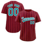 Custom Crimson Aqua and White Bi-Color Stripes Fashion Authentic Baseball Jersey