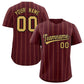 Custom Burgundy Old Gold and Black Bi-Color Stripes Fashion Authentic Baseball Jersey