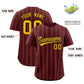Custom Burgundy Gold and Black Bi-Color Stripes Fashion Authentic Baseball Jersey Limited