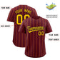 Custom Burgundy Yellow and Black Bi-Color Stripes Fashion Authentic Baseball Jersey Limited
