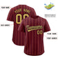 Custom Burgundy Old Gold and Black Bi-Color Stripes Fashion Authentic Baseball Jersey Limited