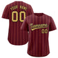 Custom Burgundy Old Gold and Black Bi-Color Stripes Fashion Authentic Baseball Jersey