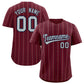 Custom Burgundy Silver and Black Bi-Color Stripes Fashion Authentic Baseball Jersey