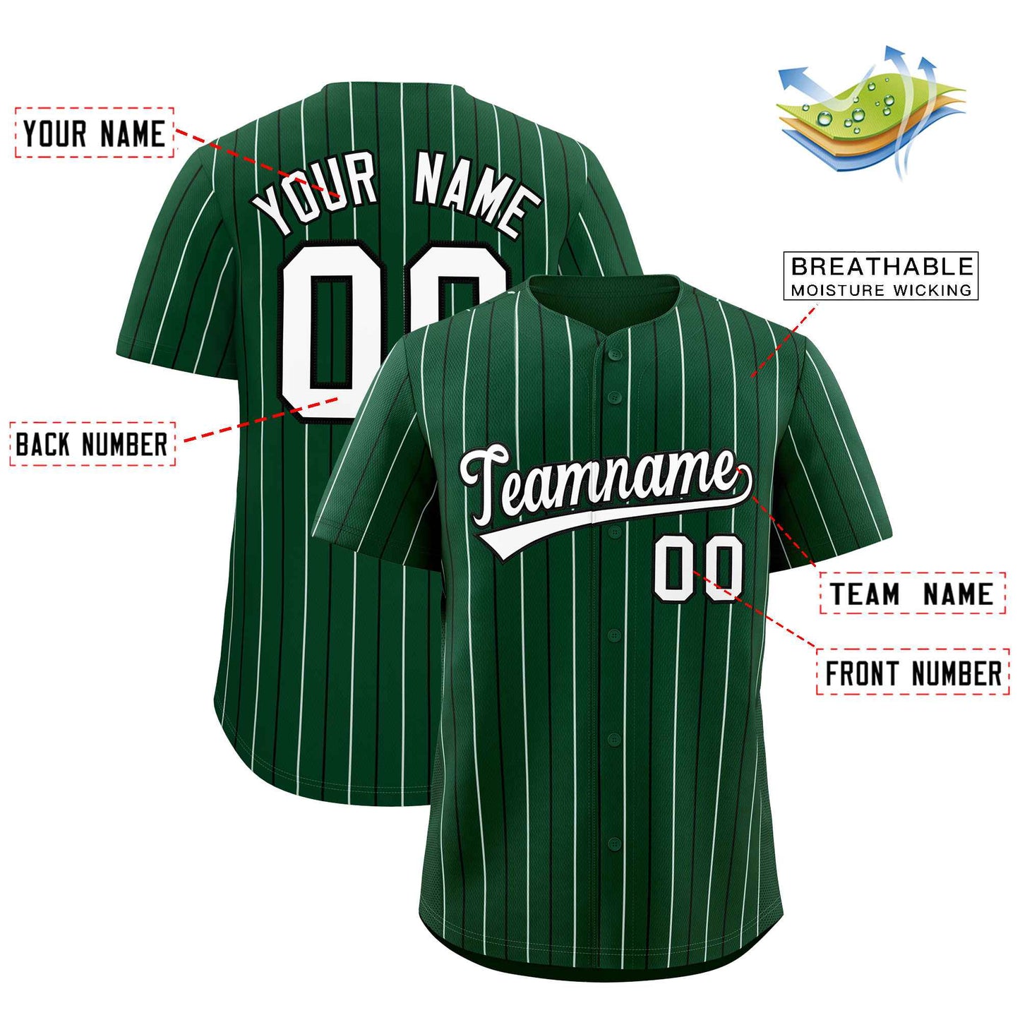 Custom Green Black and White Bi-Color Stripes Fashion Authentic Baseball Jersey Limited