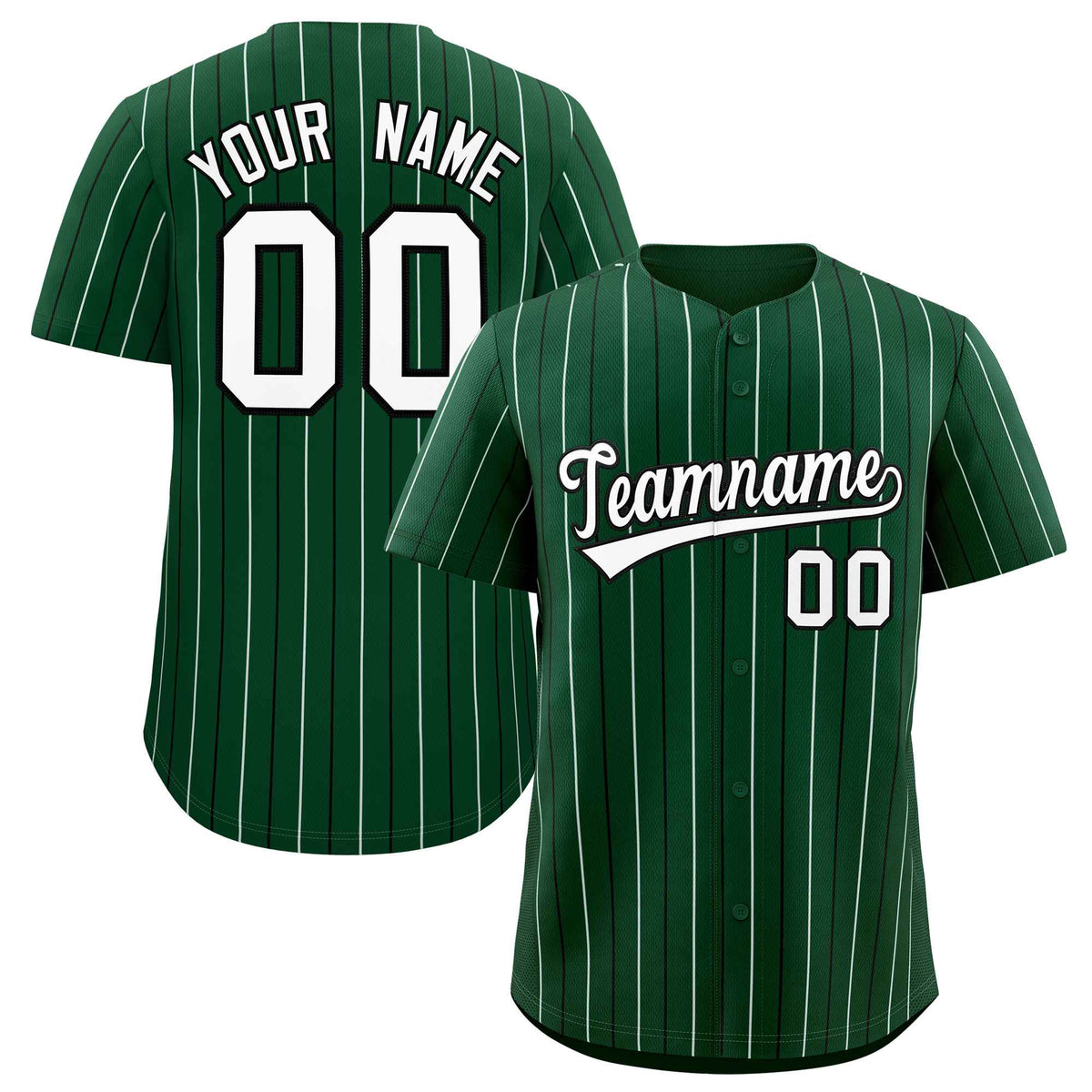 Custom Green Black and White Bi-Color Stripes Fashion Authentic Baseball Jersey