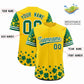 Custom Gold Kelly Green St.Patrick's Day Personalized Four Leaf Clover Pattern Baseball Jersey Limited