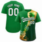 Custom Kelly Green Green St.Patrick's Day Personalized Four Leaf Clover Pattern Baseball Jersey
